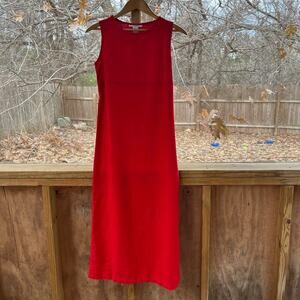Worlds Apart Women's Red Vintage Maxi Dress 100% Linen Size XS